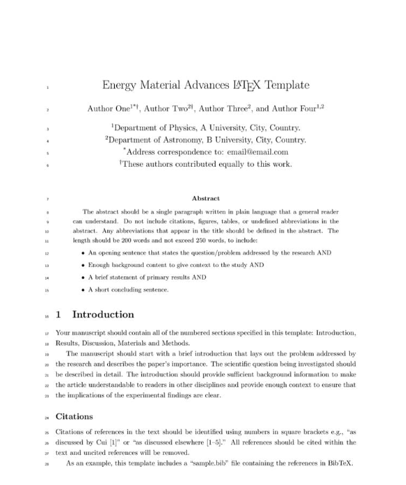 Energy Material Advances期刊基本要求